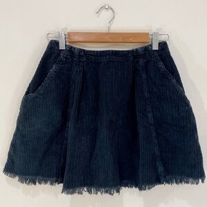 Free People Frayed Pleated Corduroy Mini Skirt